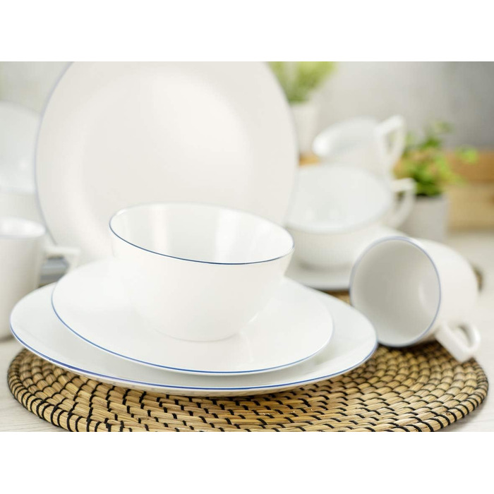 Набір посуду на 4 персони, 16 предметів, Enjoy Blue Line Creatable