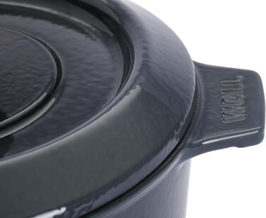 Чавунна каструля Ø 24 см, синього кольору, з кришкою та силіконовими ручками емальований чавун, підходить для індукції та духовки для всіх типів плит Ø 24 см, висота 11 см, 4,2 літра (сіра, Ø 20 см, 11 см, 2,8 літра)