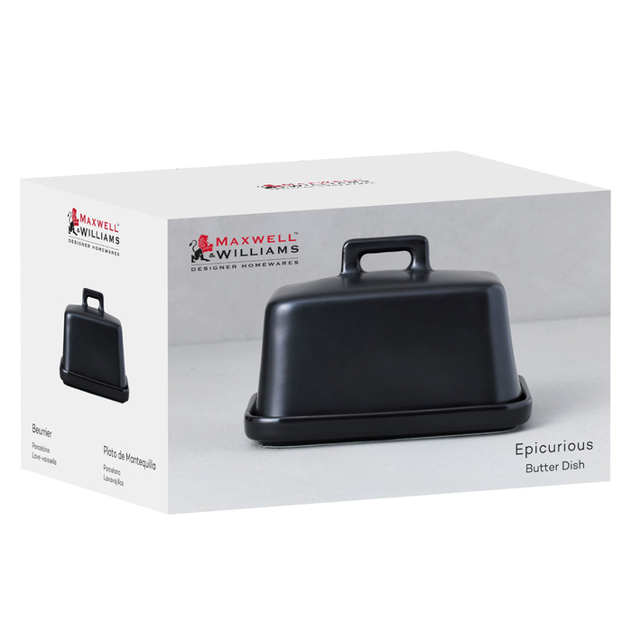Маслянка з кришкой, порцеляна, 17 х 12 х 11 см, 850 мл Maxwell & Williams EPICURIOUS black