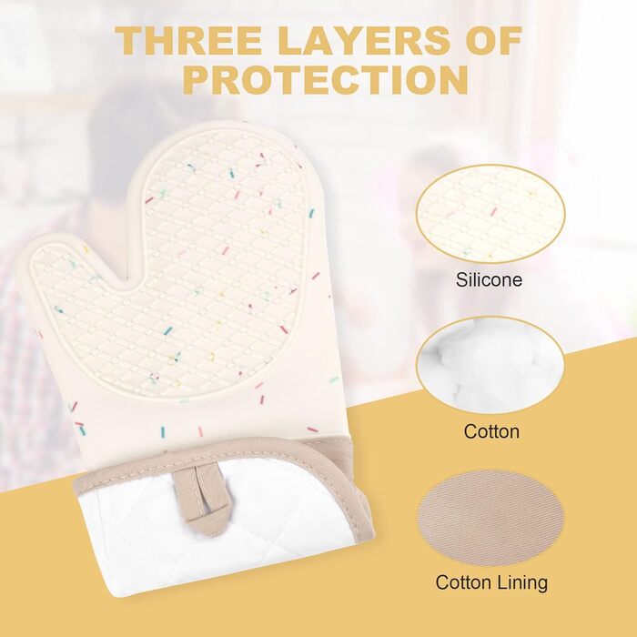 Рукавицы для духовки с подставкой под горячее и крючками, набор 5 предметов, бежевые AUAUY