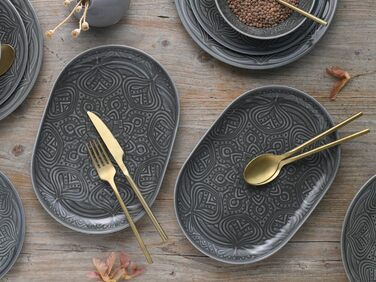 Серія Набір посуду Orient Mandala з 18 предметів, набір тарілок з порцеляни (набір тарілок 2 шт. и, камінь), 21627