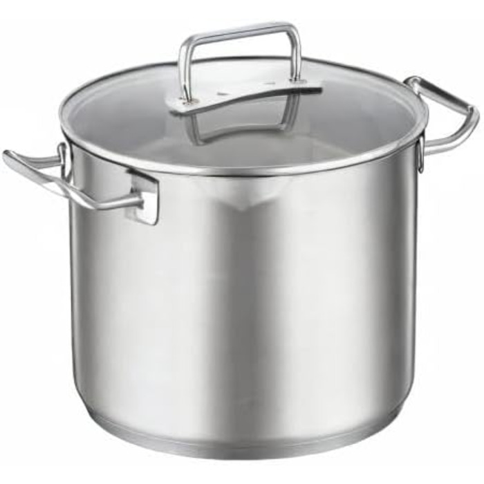 Форма для запікання RSLE EXPERTISO, універсальна ємність для приготування їжі з нержавіючої сталі 18/10, скляна кришка, внутрішня вага, підходить для індукційних плит, можна мити в посудомийній машині, срібляста (24 см, каструля для овочів та супу)