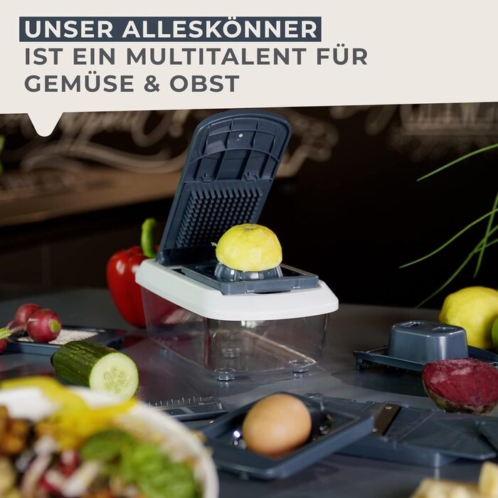 Багатофункціональний подрібнювач овочів з 11 різними насадками 25,5 x 14,9 x 9,5 см Fackelmann