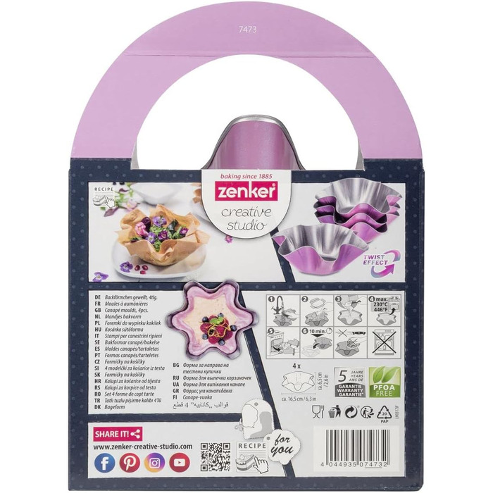 Творча студія Zenker Z7480 Ø 26 см, форма для випічки з плоским дном, кругла форма для торта з антипригарним покриттям, креативна випічка (колір рожевий, сріблястий), кількість (форми для випічки)