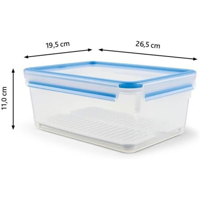 Набір контейнерів для зберігання продуктів EMSA Clip & Close, прямокутні, 5 x 0,8 л, коробки для зберігання, 100 герметичні, придатні для миття в посудомийній машині, морозильної камери та мікрохвильової печі, прозорі, сині, зроблені в Німеччині, N10307 (