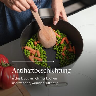 Алюмінієва каструля FLORINA 16 см 1,6 л Підходить для індукції Керамічне покриття, стійке до подряпин М&39яка ручка під дерево Термостійка Для всіх варильних поверхонь Легко миється (SERRANO, 6,1 л - 28 см)