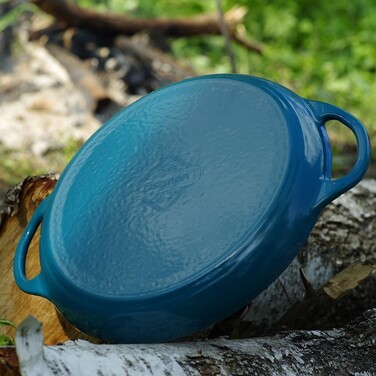 Кругла пательня гриль Fissman 30x4,0 см з боковими ручками емальований чавун (4044)