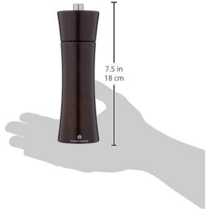 ФРАНКФУРТ Бук темно-коричневий з плавним регулюванням керамічної шліфувальної машини Млин для спецій з наповненням Ø 5,5 18 см 18 см Чорний