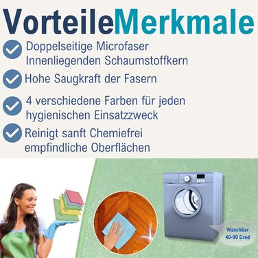 Преміальний набір із 5 губчастих серветок з мікрофібри 18 x 19 см Walfinus