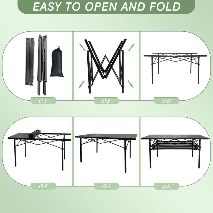 Складаний алюмінієвий кемпінговий стіл 140 х 70 см POEPORE