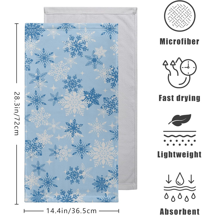 Різдвяні кухонні рушники Kwlegh, рушник для рук, різдвяна ялинка, цукерка-тростина, сніжинка, рушник для пальців, набір з 2 шт. , милий чоловічий банний рушник, високопоглинаючі рушники, 36 x (синя сніжинка)