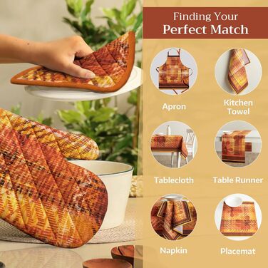 Рукавички для духовки Maison d&39 Hermine, підставки для каструль, 100 бавовна, термостійкі кухонні рукавички, рукавички для духовки (19 см x 33 см) та підставки для каструль (20 см x 20 см) для приготування їжі, Morzine - рукавички для духовки (19 x 33 с