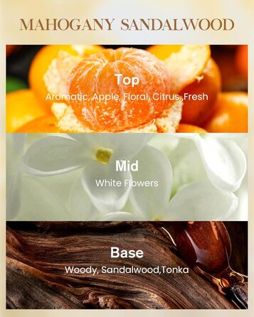 Ароматична свічка M&SENSE надзвичайно велика, час горіння 150 годин, натуральна ароматерапевтична свічка з 3 гнітами, сильний аромат, тривале горіння, подарункова свічка та прикраса для дому, подарунки для жінок (990 г, червоне дерево, сандалове дерево)