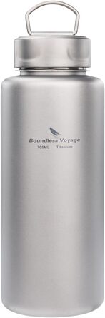 Безмежна титанова пляшка Voyage, 1 л, одношарова спортивна пляшка для води, 750 мл, чашка, надлегка, герметична, посуд для напоїв для активного відпочинку, кемпінгу, походів (пляшка 1 л/ручний горщик 750 мл) (лише 700 мл)