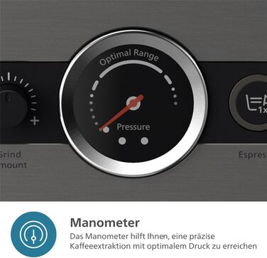 Напівавтоматична еспресо-машина Philips Barista Brew - одинарний та подвійний еспресо кнопка американо, подвійний бункер для зерен 280 г, інтуїтивно зрозумілі інструкції, калібрований тампер (PSA3228/41)