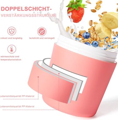 Стаканчик для пластівців 750 мл зі складаною ложкою, рожевий Swkien