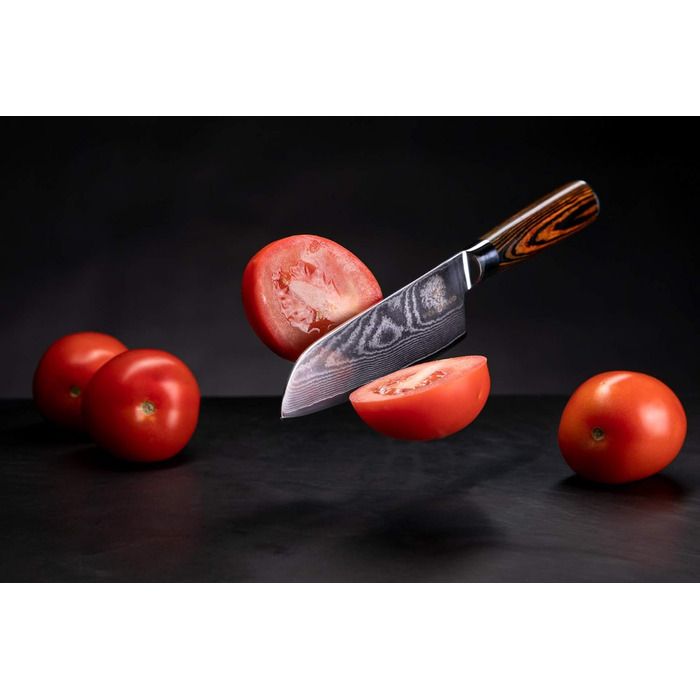 Нож сантоку 13 см, дамасская сталь Wolfblood