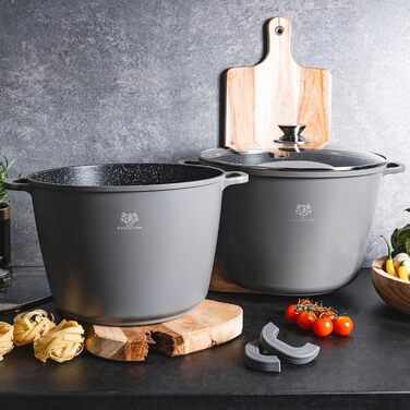 Набір з 2 каструль 6 та 10 л з кришками, сірий KARL HAUSMANN