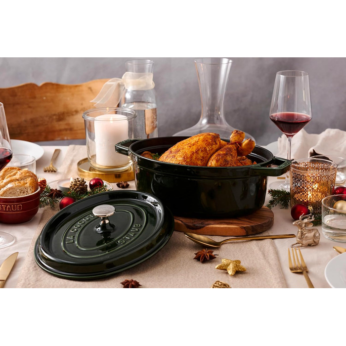 Кокот овальный 29 см, зеленый базилик Staub