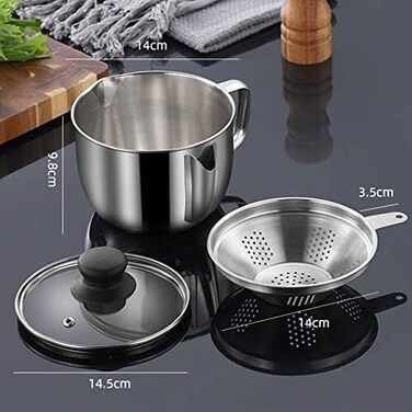 Сепаратор для отделения жира 1 л с крышкой, серебристый SENLUOV