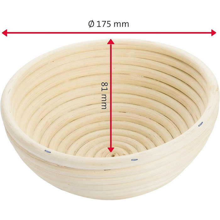 Кошик для вистоювання Westmark, для тіста для хліба вагою 1500-2000 г, овальний, довжина приблизно 40 см, ротангова тростина, світло-бежева, 32022270 (набір з 2 шт. , Ø 17,5 см)