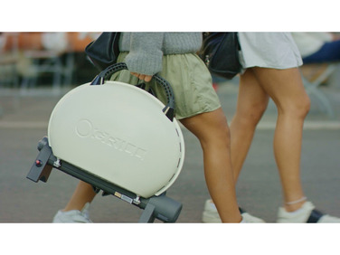 КОМПЛЕКТ Портативний переносний газовий гриль O-GRILL 500, кремовий + шланг в подарунок! Код: 013368