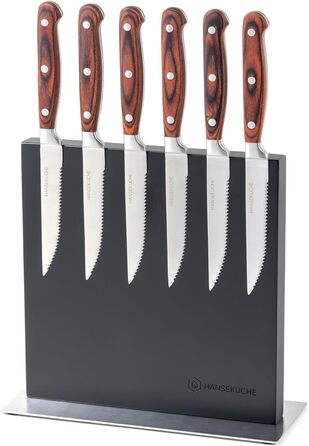 Блок для ножей магнитный из древесины акации (черная металлическая основа) Hanseküche