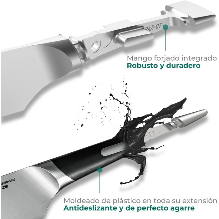 Кухонный нож Острый нож для мяса профессионально выкованный из импортной высокоуглеродистой нержавеющей стали с красивым магнитным держателем для ножей - метеорит (нож шеф-повара 7 дюймов), 7 Santoku Knife