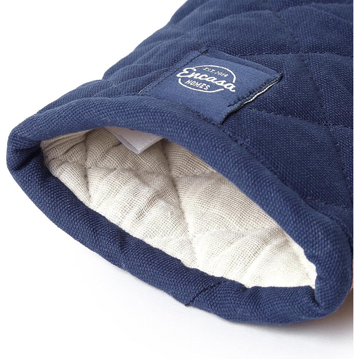 Рукавички для духовки та мікрохвильової печі Encasa Homes Extra Long (2 шт.) для кухні - Силіконові сріблясті, термостійкі - Захищають руки від гарячого обладнання - (18 x 30 см, шотландсько-блакитні)