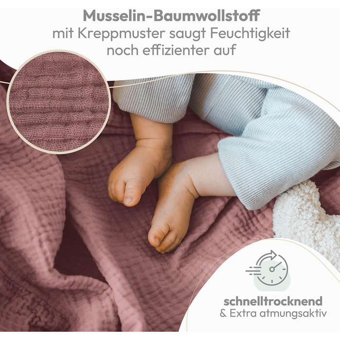 Серветки для відрижки в наборі з 10 шт. з чистої бавовни - Нетоксичні муслінові серветки 70x70 - Абсорбуючі муслінові серветки - Муслінова серветка як мусліновий підгузок, що можна прати - Бежевий (Ностальгія Троянда, 10 шт. )