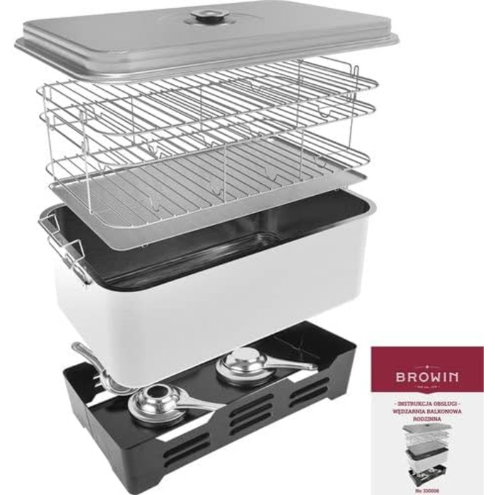 Настільна коптильня з термометром нержавіюча сталь Browin
