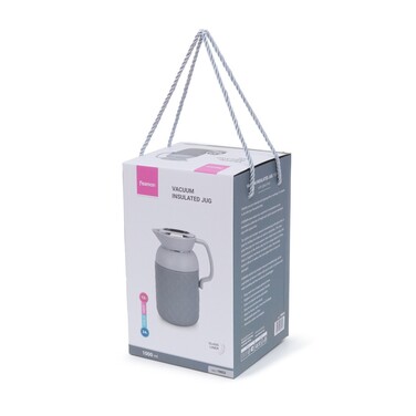 Термоглечик Fissman 1000 мл, колір сірий пластиковий корпус зі скляною колбою (19855)