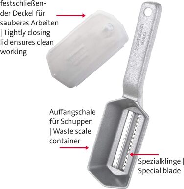 Очиститель для рыбы Westmark с поддоном для сбора весов, алюминий, специальное покрытие, безопасное для пищевых продуктов, нержавеющая сталь, 21 x 5,9 x 5,3 см, Scalex, серебристый, 65002260