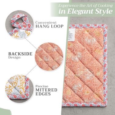 Рукавички для духовки Maison d&39 Hermine, підставки для каструль, 100 бавовна, термостійкі кухонні рукавички, рукавички для духовки (19 см x 33 см) та підставки для каструль (20 см x 20 см) для приготування їжі, Морзін - рукавички для духовки (19 x 33 см