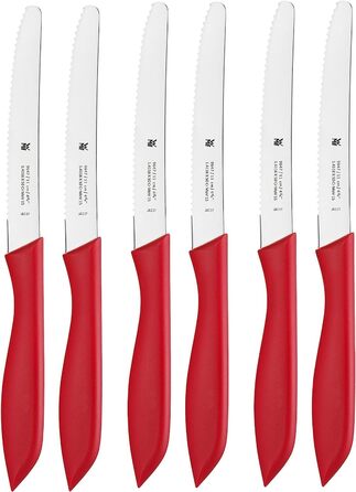 Набор ножей для завтрака 6 шт., 23 см, зубчатый нож для хлеба, нож для хлеба, сталь со специальным лезвием, пластиковая ручка, (красный, одинарный)