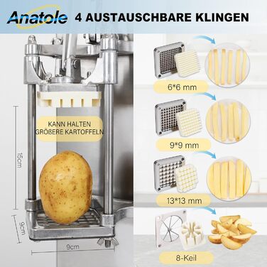 Апарат для нарізки картоплі фрі вертикальний з 4 змінними лезами Anatole