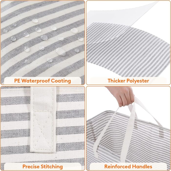 Кошик для білизни Lifewit 75 л, складний великий кошик для білизни з подовженими ручками для одягу, сірий, 2 упаковки сірий 75 л