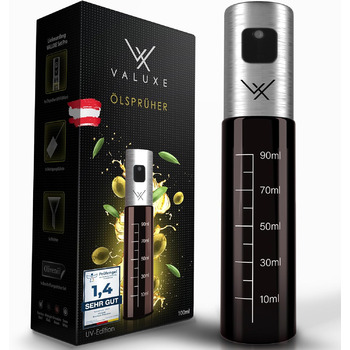 Масляный распылитель VALUXE для растительного масла и уксуса с защитой от ультрафиолета Стекло и распылительный фильтр - Бутылка с распылителем масла из нержавеющей стали - Точный распылитель оливкового масла, распылитель масла, распылитель масла (матовая