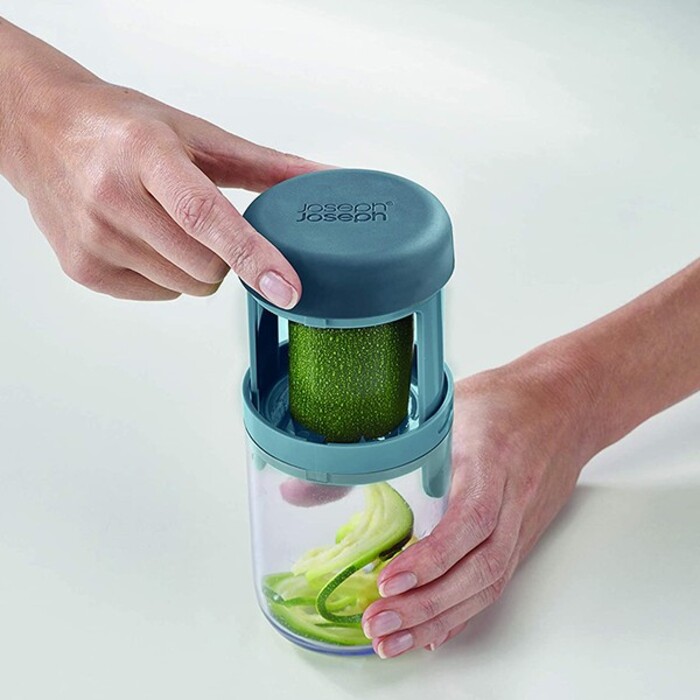 Овочерізка ручна спіральна 3-в-1 з трьома змінними насадками Joseph Joseph GADGETS, сірий, 7,8 х 7,8 х 16 см