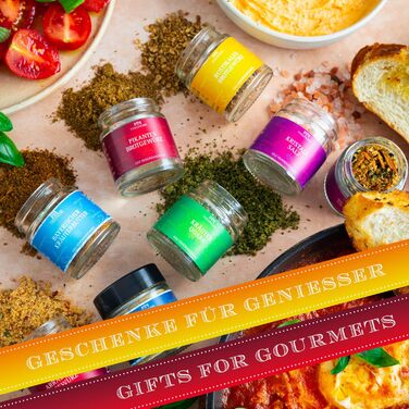 Класичний набір спецій Hallingers - 1 - Подарунковий набір спецій ручної роботи, 12 спецій з усього світу (Набір) - Літній подарунок та ідеальний подарунок для барбекю Подарунок для нової домівки &quotВітання та дружба&quot Класичні спеції., 12 спецій (73