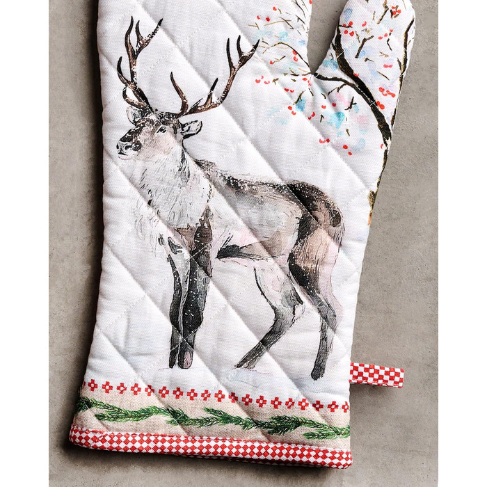 Рукавички для духовки, прихватки для каструль Maison d&39 Hermine, 100 бавовна, термостійкі кухонні рукавички, рукавички для духовки (19 x 33 см) та прихватки для каструль (20 x 20 см) для приготування їжі, Морзін - Рукавички для духовки (19 x 33 см) та п