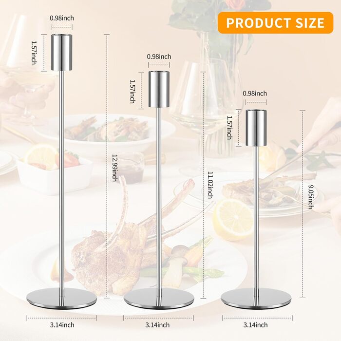 Набір із 6 свічників, канделябри-свічки 33/28/23 см, високі свічники, декоративні вінтажні металеві свічники для святкування днів народження, річниць, весіль, декору дому (чорний) Чорний 6 шт. (срібний 6 шт. )