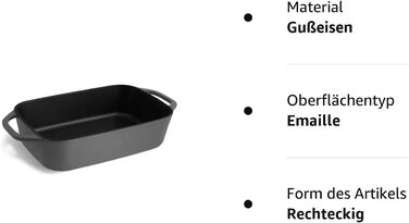 Чугун с крышкой 33,5 x 13 см, эмалированная форма для выпечки, форма для выпечки хлеба - (форма для запекания, серая)