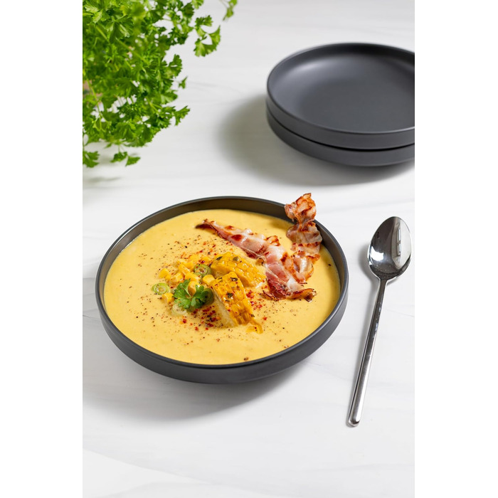 Серия MSER Vada, современный набор тарелок на 4 персоны с высоким гастрономическим качеством, обеденный сервиз из 12 предметов в скандинавском дизайне, прочный фарфор, серый матовый