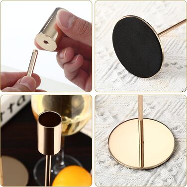 Набір із 6 свічників, канделябри-свічки 33/28/23 см, високі свічники, декоративні вінтажні металеві свічники для святкування днів народження, річниць, весіль, декору дому (чорний) Чорний 6 шт. (золотий 6 шт. )