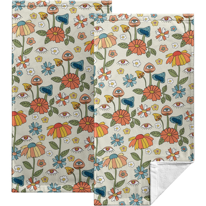 Різдвяні кухонні рушники Kwlegh, рушник для рук, різдвяна ялинка, цукерка-тростина, сніжинка, рушник для пальців, набір з 2 шт. , милий чоловічий банний рушник, високопоглинаючі рушники, 36 x (квіти грибів)