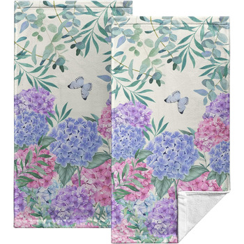 Різдвяні кухонні рушники Kwlegh, рушник для рук, різдвяна ялинка, цукерка-тростина, сніжинка, рушник для пальців, набір з 2 шт. , милий чоловічий банний рушник, високопоглинаючі рушники, 36 x (гортензія-метелик)