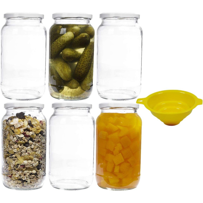 Банка 1 литр с завинчивающейся крышкой серебристая 6 шт mikken