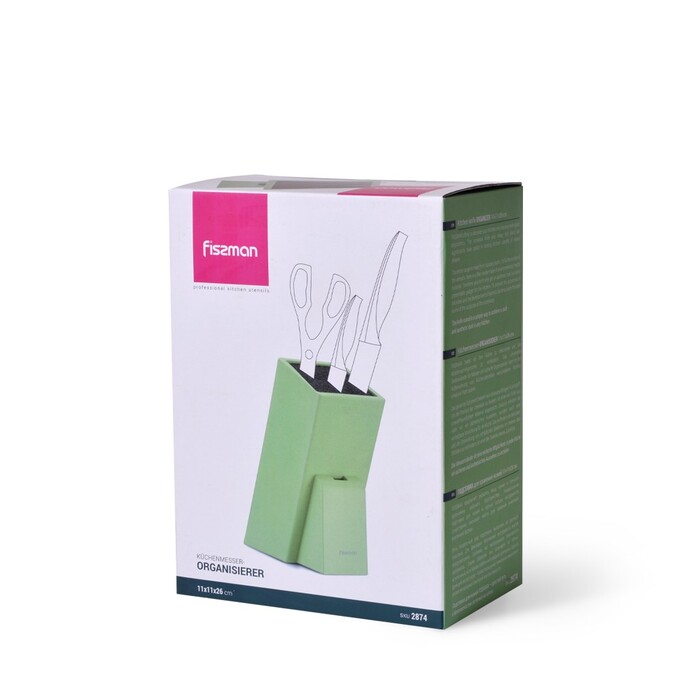 Підставка для кухонних ножів та ножиць Fissman 11x11x26 см ЗЕЛЕНИЙ (2874)