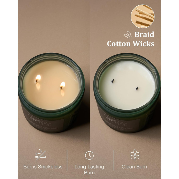 Ароматичні свічки M&SENSE з кавою у скляній банці з 2 гнітами 330 г, час горіння 70 годин, свічка з натурального соєвого воску для спальні, кухні, декору дому, подарункова свічка для чоловіків та жінок, смажена кава (зелена)